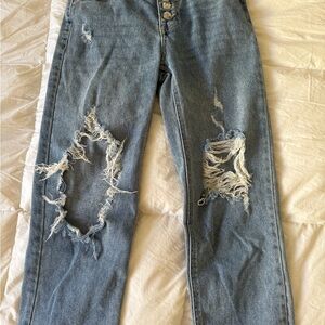 Blue Boyfriend Distressed Jeans